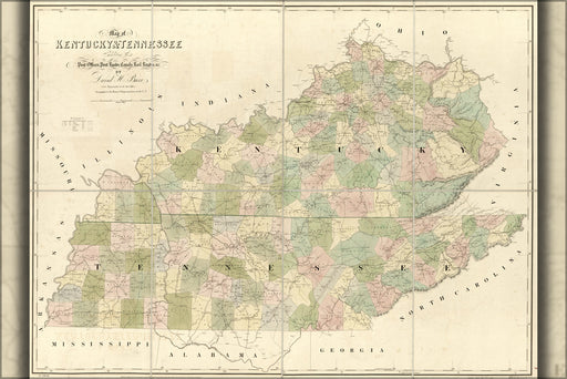 Poster, Many Sizes Available; Map Of Kentucky & Tennessee 1839