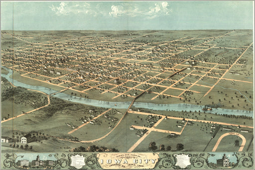 Poster, Many Sizes Available; Birdseye View Map Of Iowa City, Iowa 1868