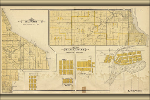 Poster, Many Sizes Available; Map Of Bangor Frankenlust Kawkawlin Michigan 1896