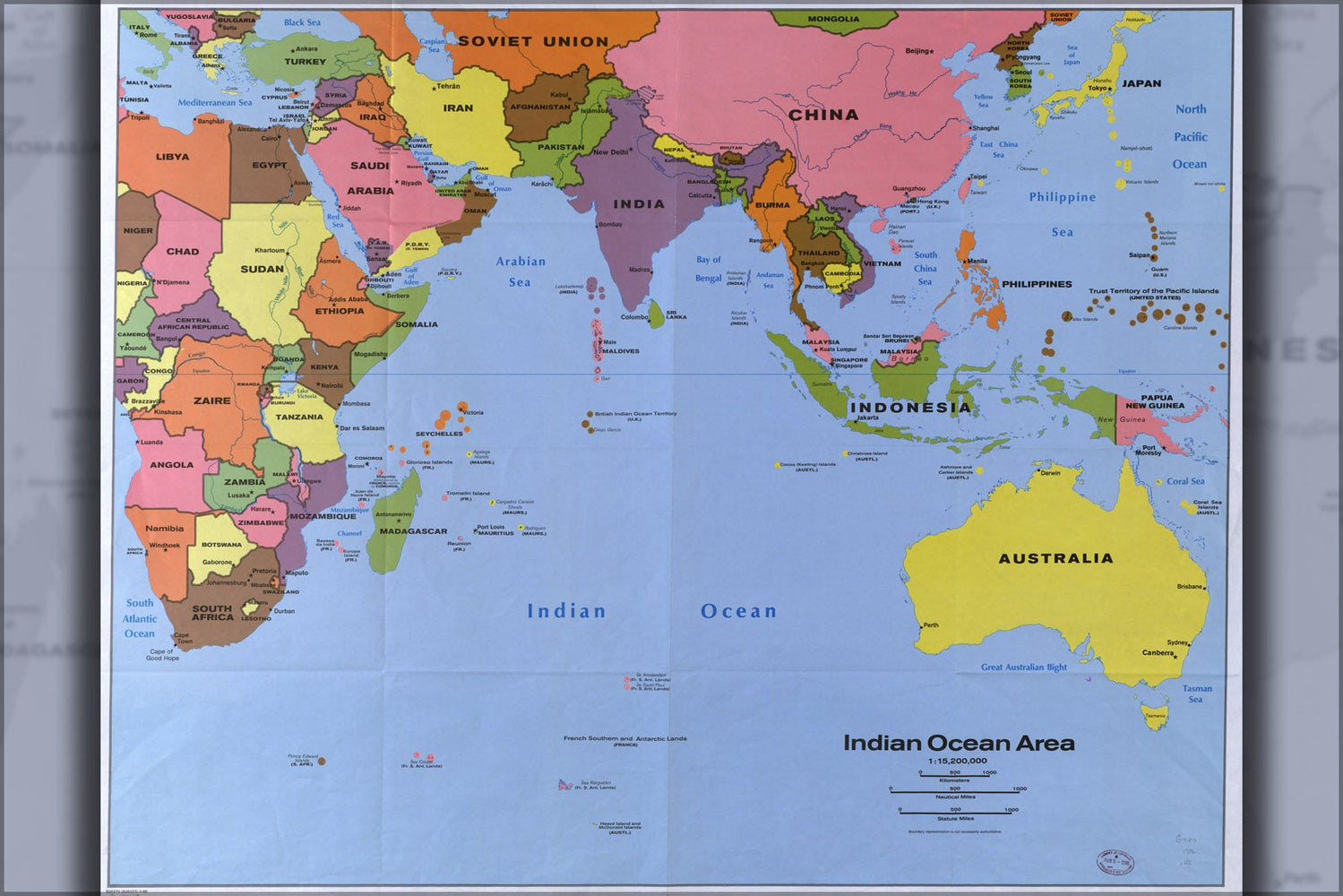 Poster, Many Sizes Available; Cia Map Of Indian Ocean Region 1986