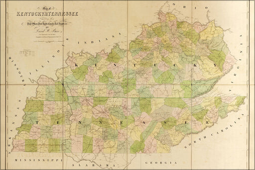 Poster, Many Sizes Available; Map Of Kentucky, Tennessee  1839