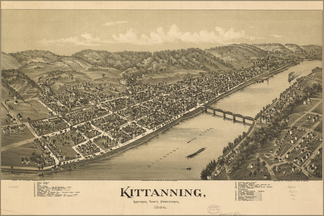 Poster, Many Sizes Available; Map Of Kittanning, Pennsylvania 1896