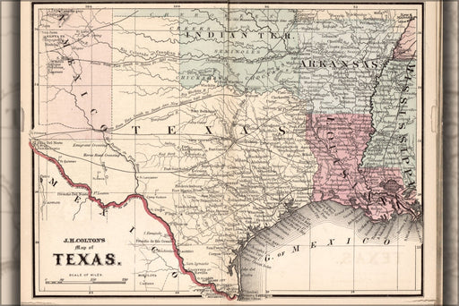 Poster, Many Sizes Available; Map Of Texas 1863