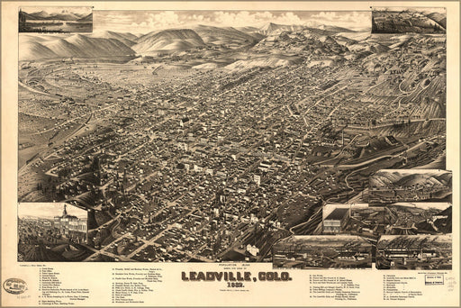 Poster, Many Sizes Available; Birdseye View Map Of Leadville, Colorado 1882