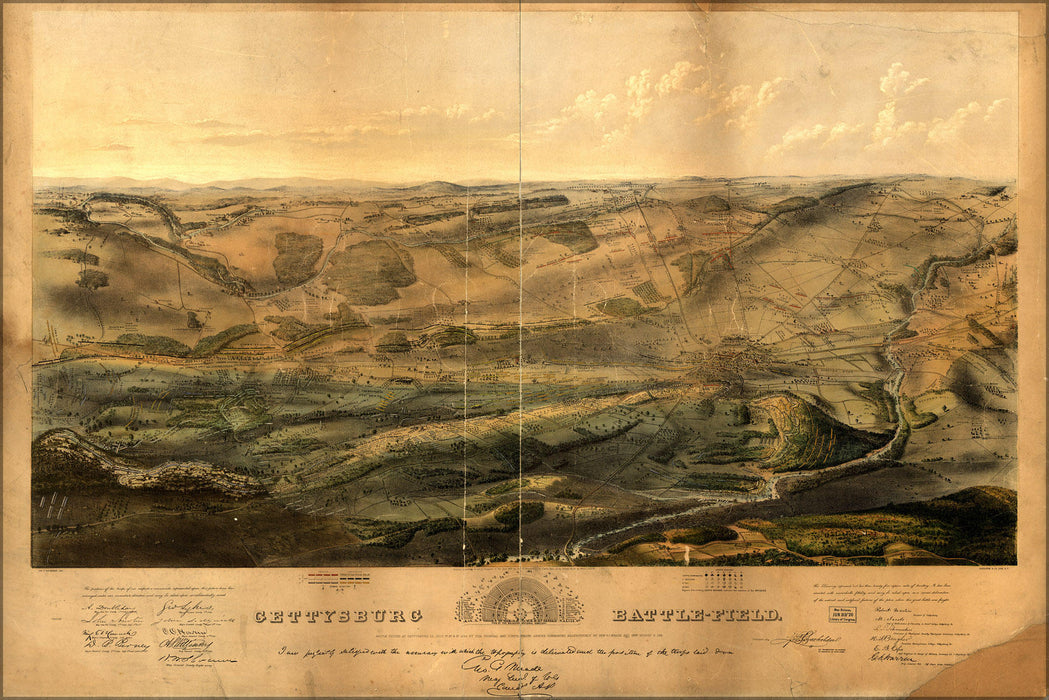 Poster, Many Sizes Available; Map Of Battle Field Of Gettysburg P13