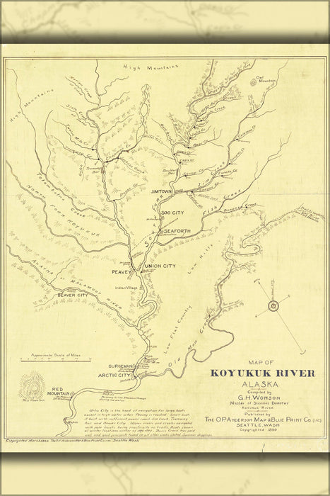 Poster, Many Sizes Available; Map Of Koyukuk River, Alaska 1899