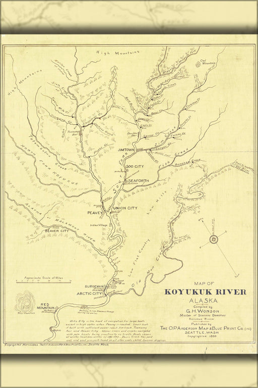 Poster, Many Sizes Available; Map Of Koyukuk River, Alaska 1899