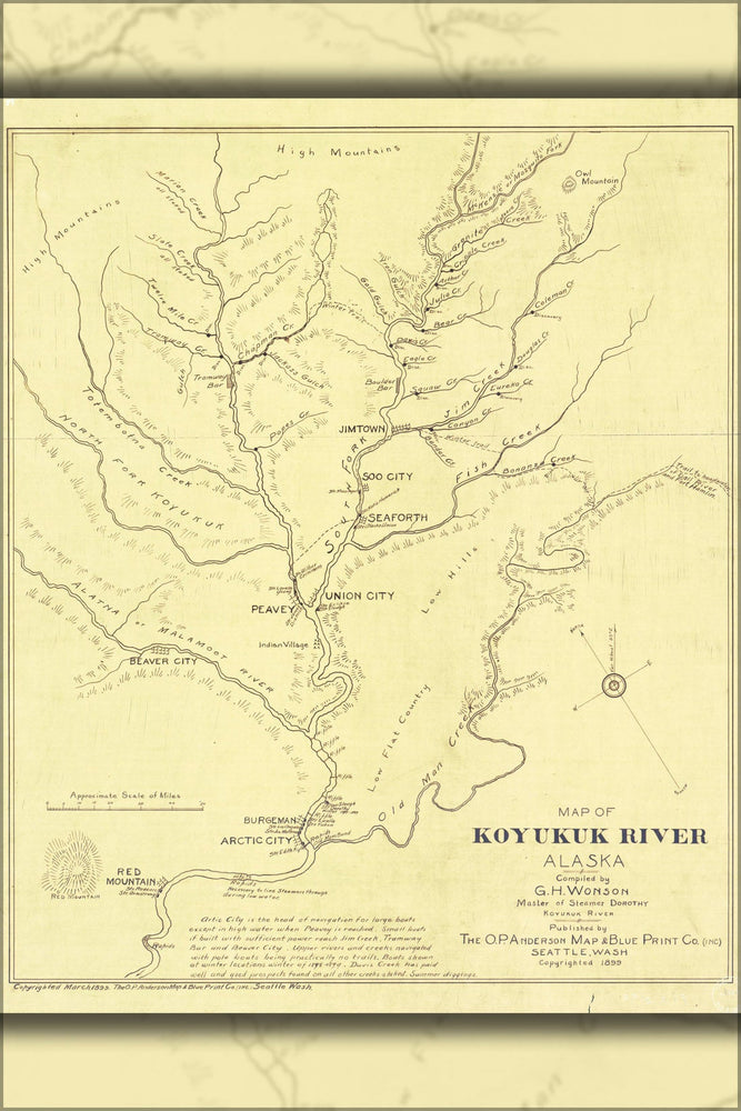 Poster, Many Sizes Available; Map Of Koyukuk River, Alaska 1899