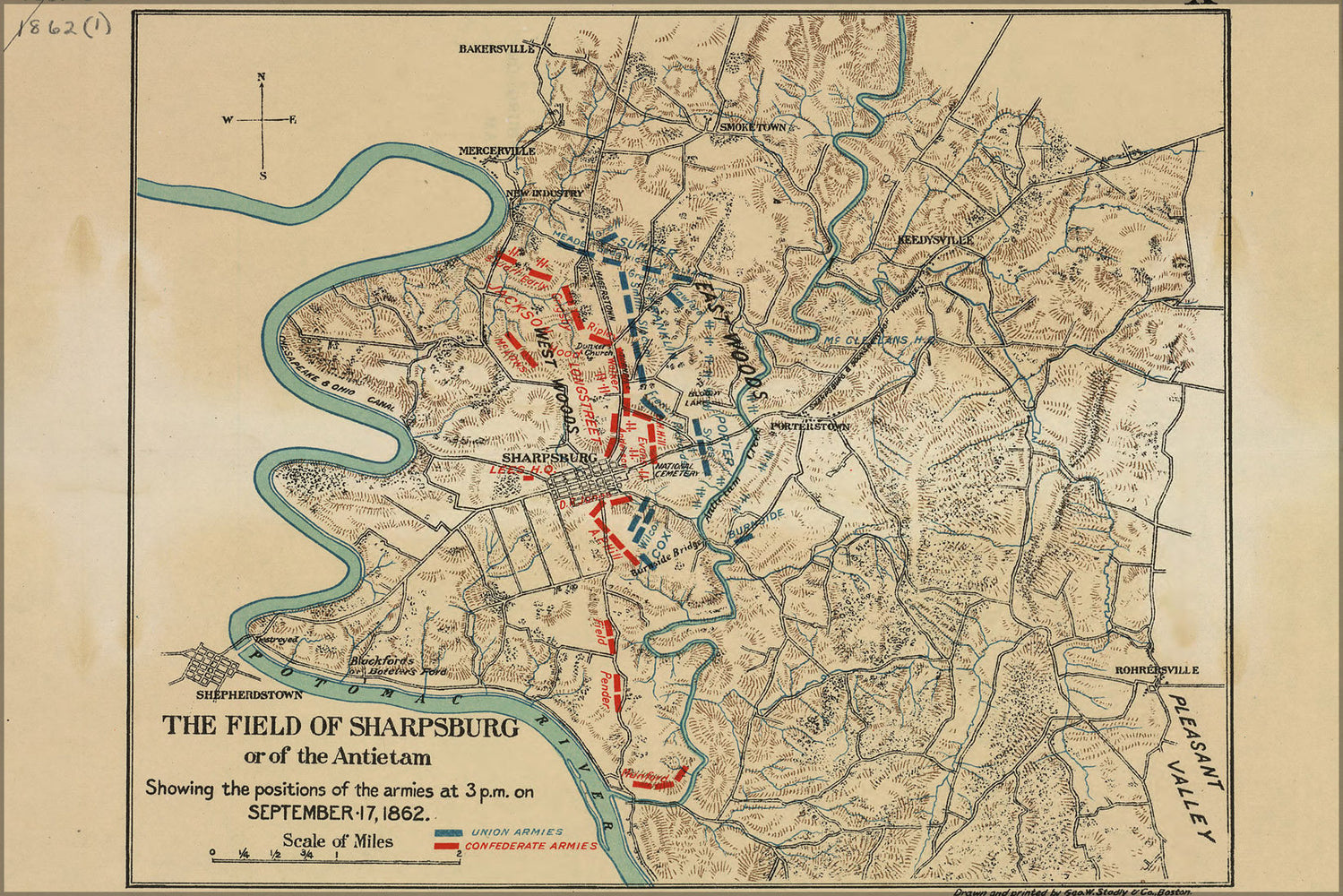 Poster, Many Sizes Available; Map Of Battle Field Of Sharpsburg Antiet ...