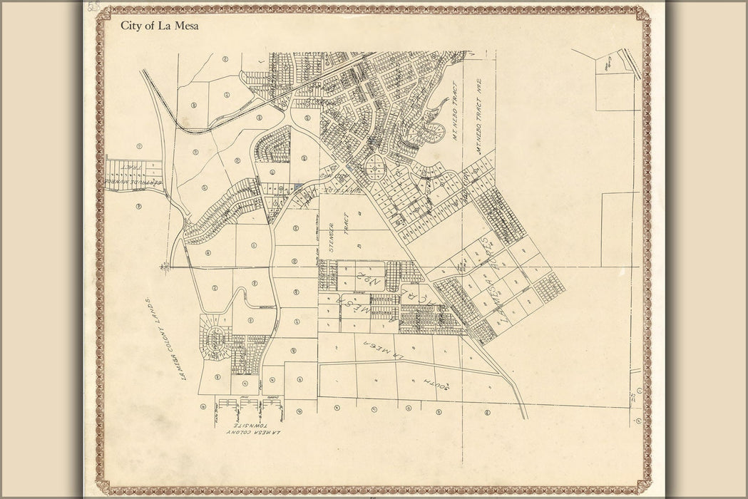 Poster, Many Sizes Available; Map Of La Mesa San Diego County California 1911