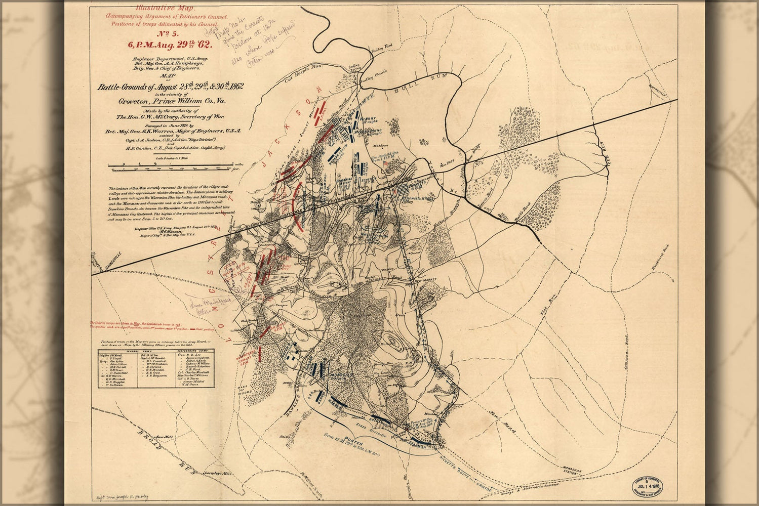 Poster, Many Sizes Available; Map Of Battle Grounds Groveton Virginia 1862