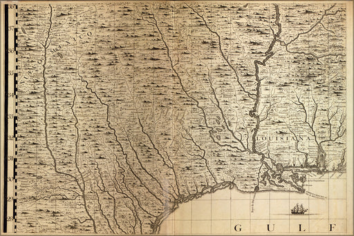 Poster, Many Sizes Available; Map Of Texas, Louisiana 1733