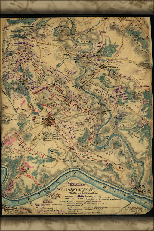 Poster, Many Sizes Available; Map Of Battle Of Antietam, Maryland