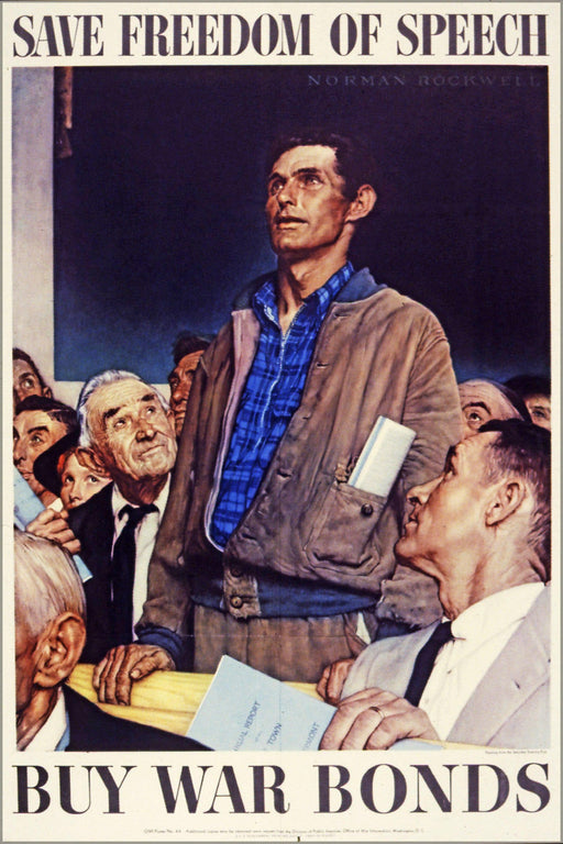 Poster, Many Sizes Available; Save Freedom Of Speech Buy War Bonds, By Norman Rockwell 1941