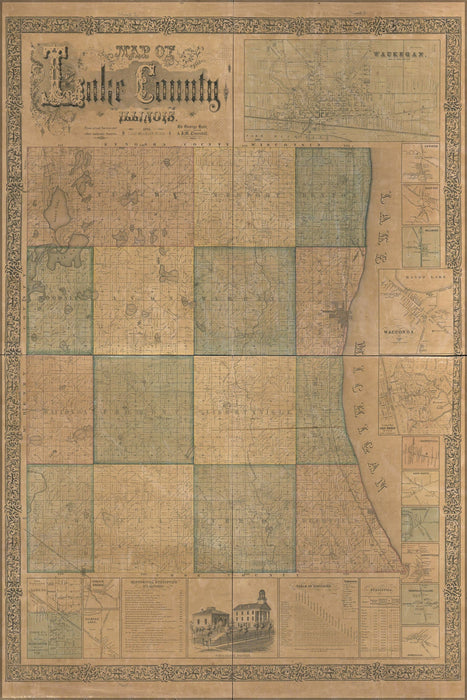 Poster, Many Sizes Available; Map Of Lake County, Illinois 1861