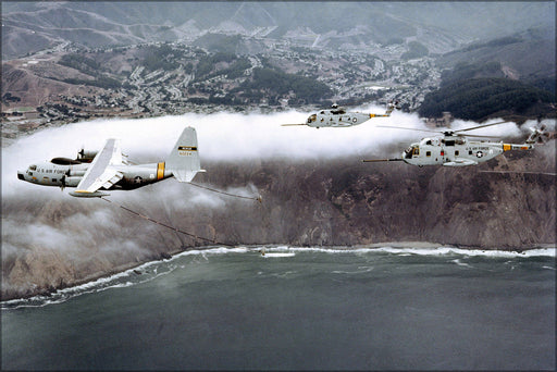 Poster, Many Sizes Available; Hc-130P Hercules Refuels Hh-3E Jolly Green Giant Helicopters