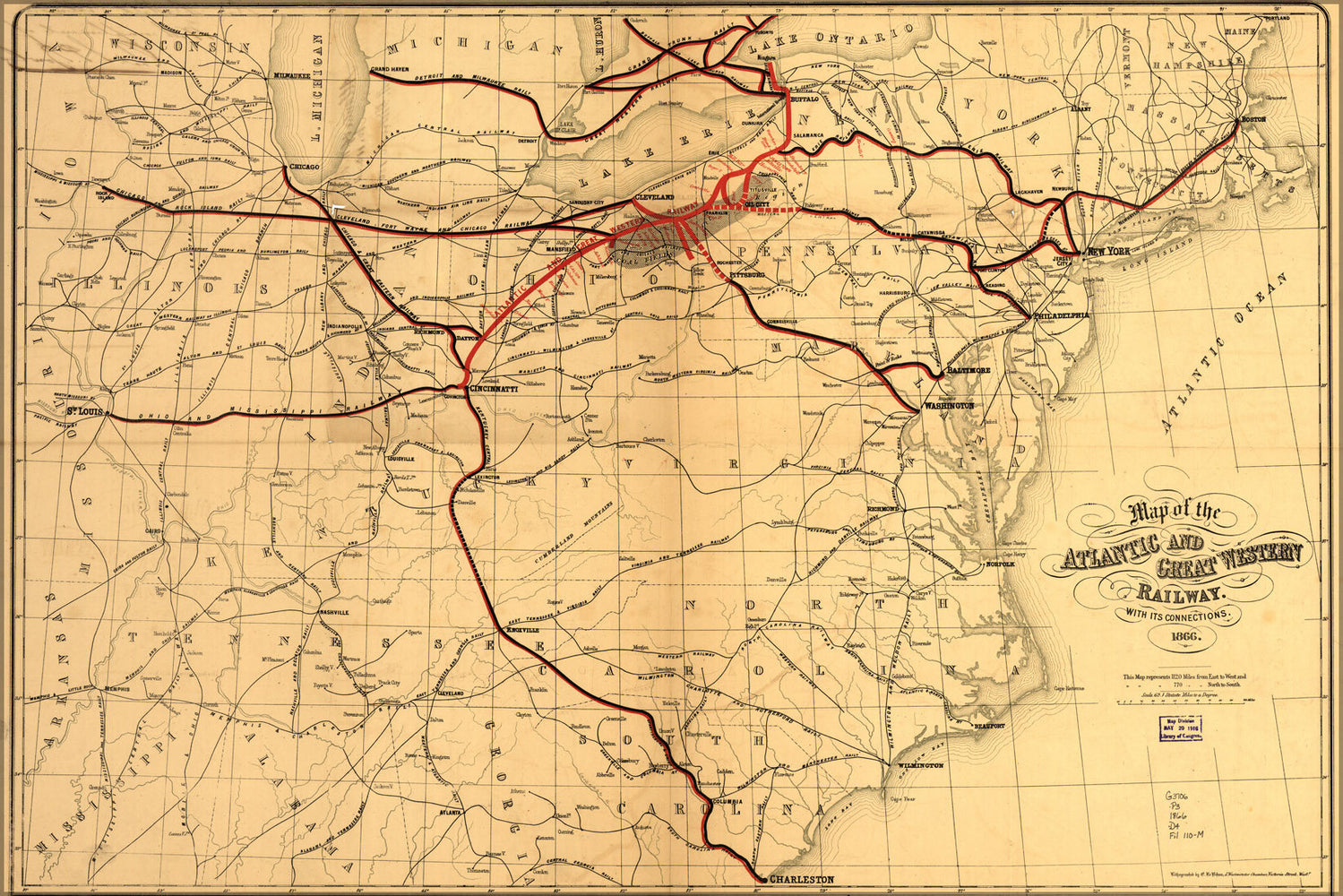 Poster, Many Sizes Available; Map Of The Atlantic & Great Western Railroad 1866