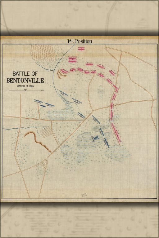 Poster, Many Sizes Available; Map Of Battle Of Bentonville, March 19, 1865
