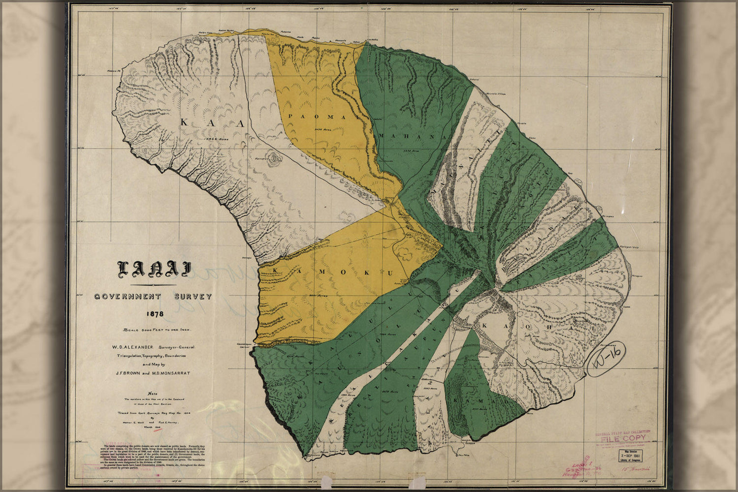 Poster, Many Sizes Available; Map Of Lanai  Hawaii 1900