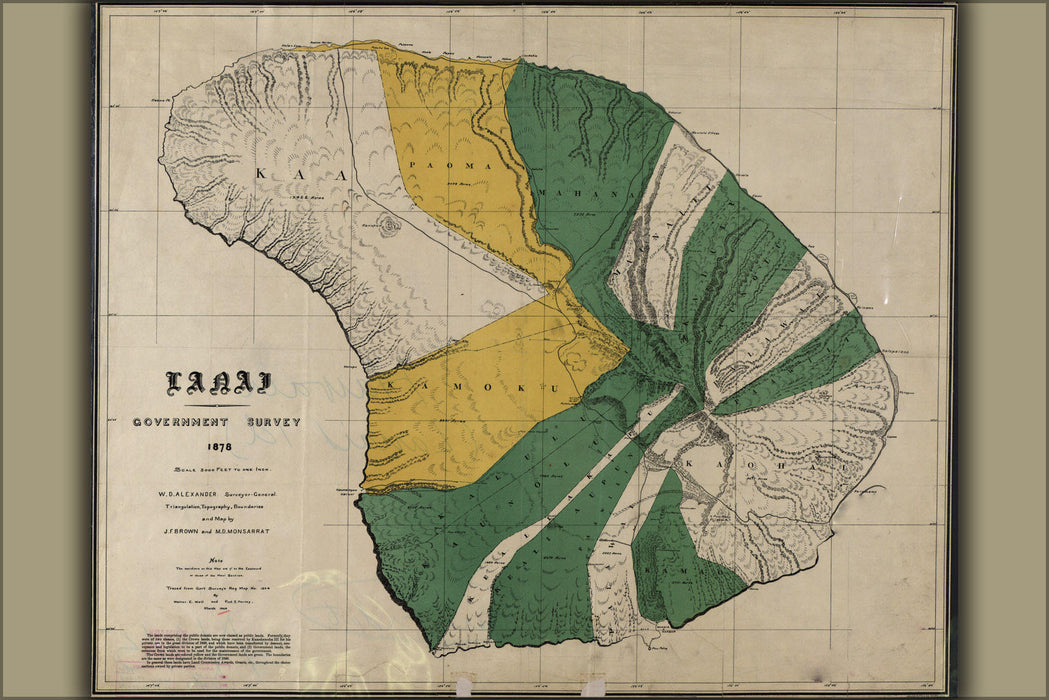 Poster, Many Sizes Available; Map Of Lanai Hawaii 1897