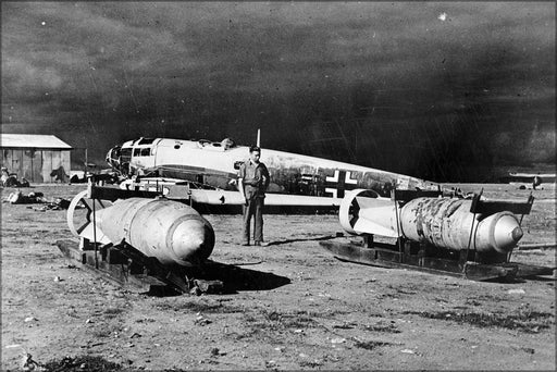 Poster, Many Sizes Available; He 111 Wreck W Bombs Benghazi 1943