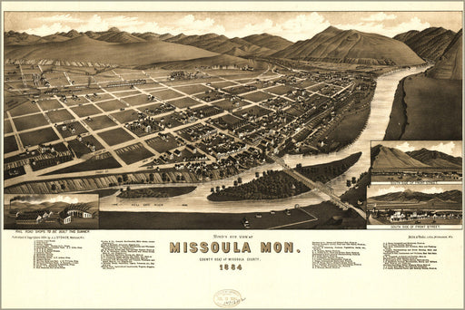 Poster, Many Sizes Available; Birdseye View Map Of Missoula, Montana 1884