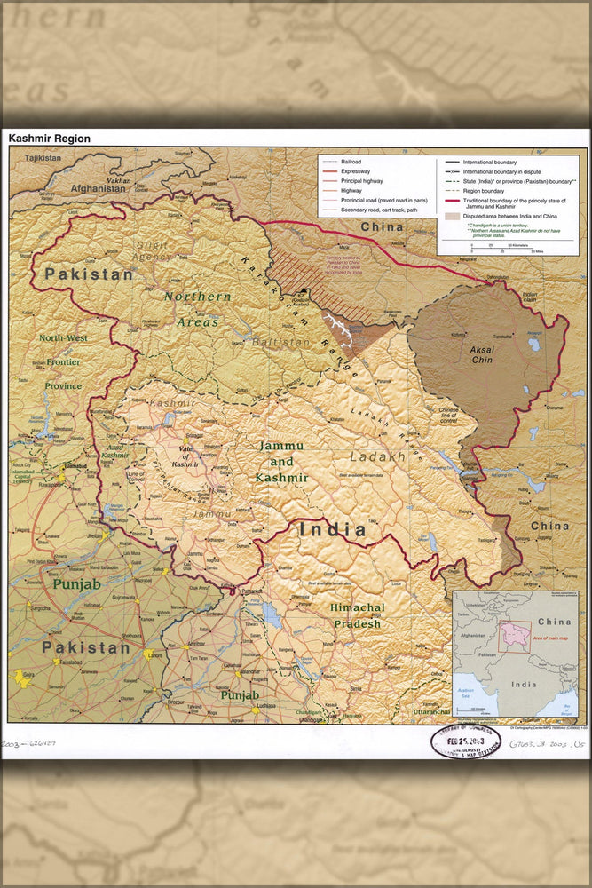 Poster, Many Sizes Available; Cia Map Of Jammu And Kashmir India 2003 P2