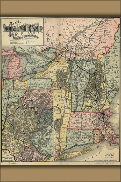 Poster, Many Sizes Available; Map Of The Boston And Lowell Railroad 1886