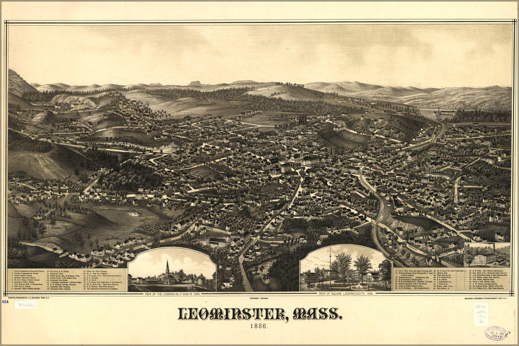 Poster, Many Sizes Available; Map Of Leominster Massachusetts 1886