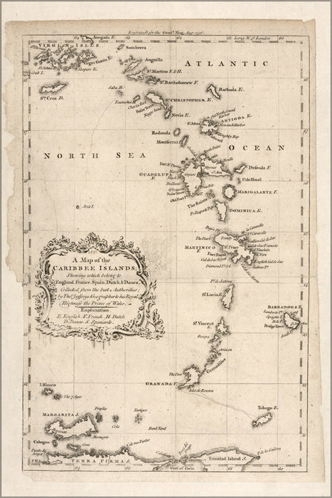 Poster, Many Sizes Available; Map Of The Caribbee Islands 1756