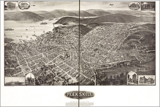 Poster, Many Sizes Available; Aero View Map Of Peekskill, New York 1911