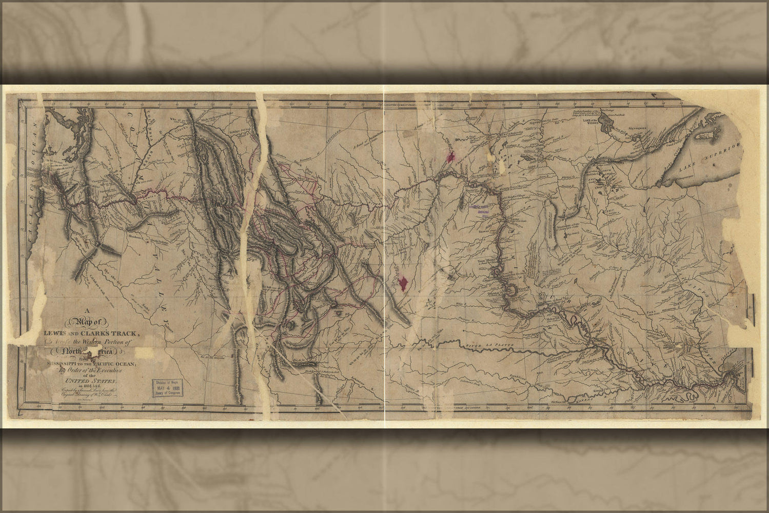 Poster, Many Sizes Available; Map Of Lewis And Clark Path 1810