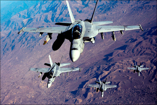 Poster, Many Sizes Available; Fa-18 Super Hornets Over The Mountains Of Afghanistan