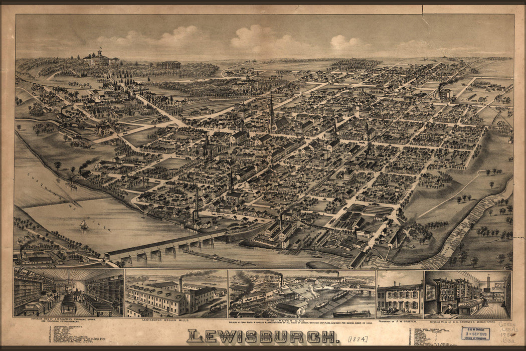 Poster, Many Sizes Available; Map Of Lewisburg Pennsylvania 1884