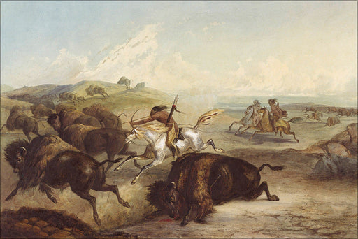 Poster, Many Sizes Available; Karl Bodmer Native American Indians Hunting Bison Buffalo 1839