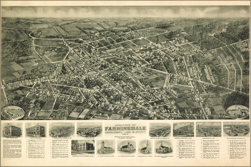 Poster, Many Sizes Available; Aero-View Map Of Farmingdale, Nassau County, Long Island, New York 1925