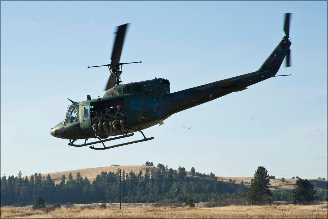 Poster, Many Sizes Available; Sere Prepare To Descend From Uh-1 Huey Helicopter