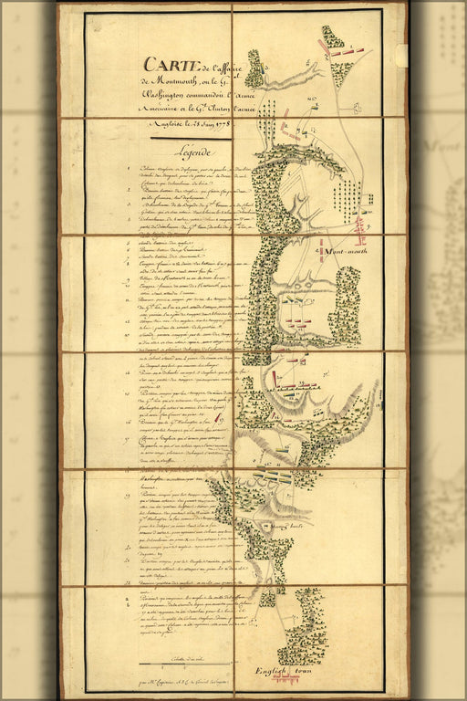 Poster, Many Sizes Available; Map Of Battle Of Monmouth In French 1778 George Washington