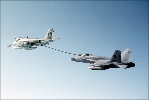 Poster, Many Sizes Available; Fa-18C Hornet Aircraft Refuels From Ka-6D Intruder 1992