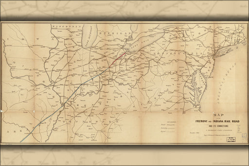 Poster, Many Sizes Available; Map Of The Fremont And Indiana Rail Road 1858