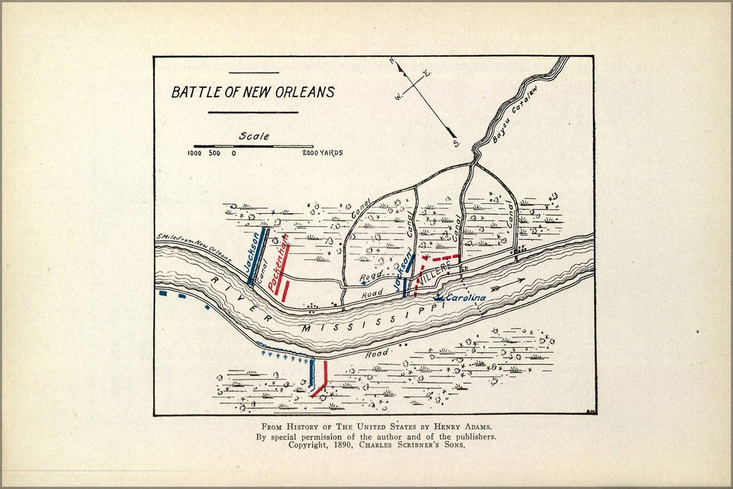 Poster, Many Sizes Available; Map Of Battle Of New Orleans