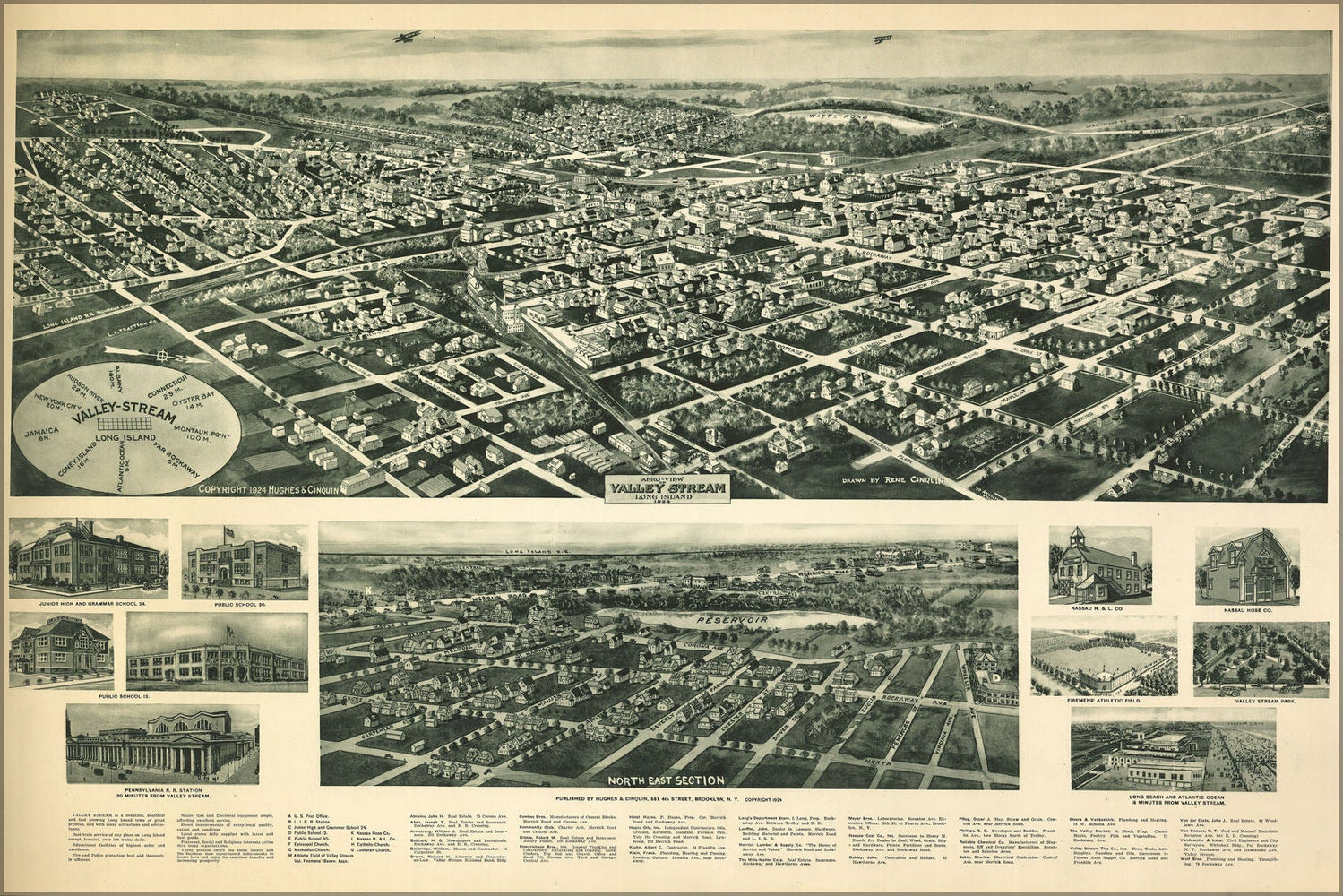 Poster, Many Sizes Available; Aero-View Map Of Valley Stream, Long Island 1924 New York