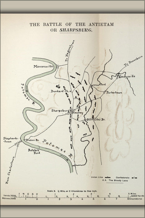 Poster, Many Sizes Available; Map Of Battle Of The Antietam Or Sharpsburg