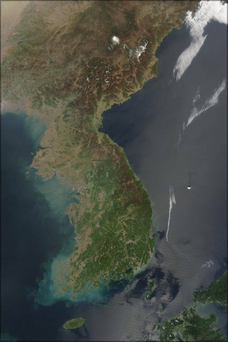 Poster, Many Sizes Available; North And South Korea Satellite Image Map