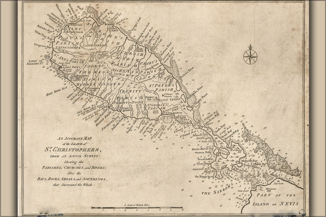 Poster, Many Sizes Available; Map Of The Island Of St. Christophers 1782