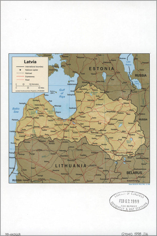 Poster, Many Sizes Available; Cia Map Of Latvia 1998