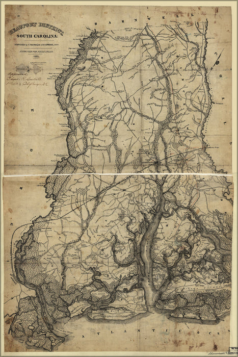 Poster, Many Sizes Available; Map Of Beaufort District, South Carolina 1825