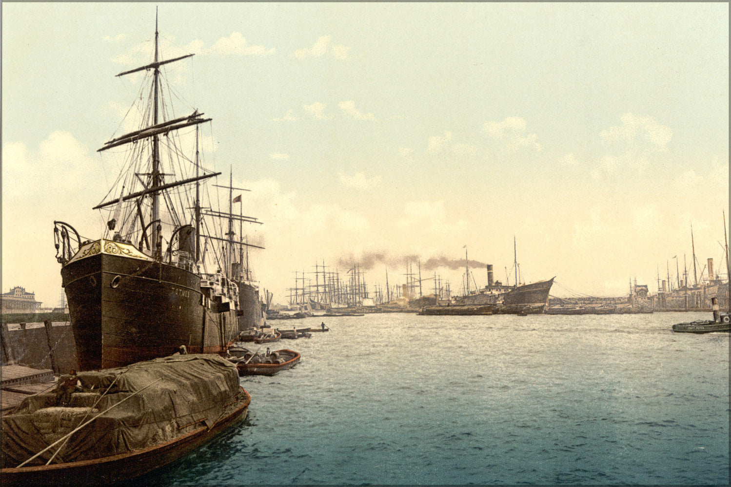 Poster, Many Sizes Available; Ships In The Harbor, Hamburg, Germany 1890 Photochrom