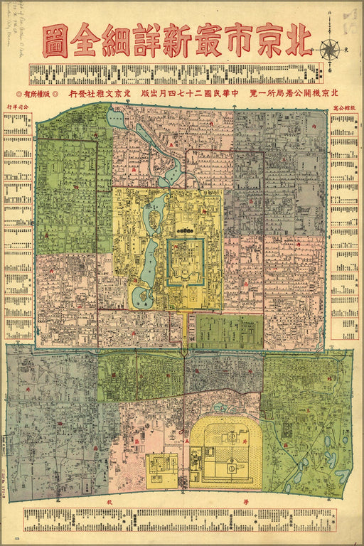 Poster, Many Sizes Available; Map Of Beijing China 1938