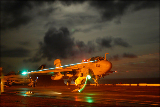 Poster, Many Sizes Available; Shooter Signals Ea-6B Prowler (Vaq-135) Uss Kitty Hawk (Cv 63)